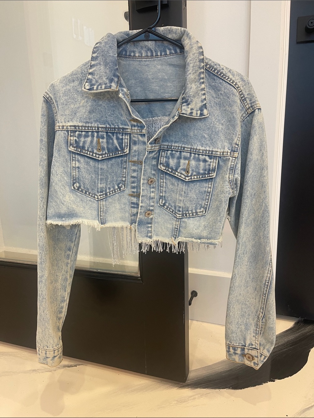 NWOT SHEIN Light Wash Cropped Boyfriend Denim Jacket